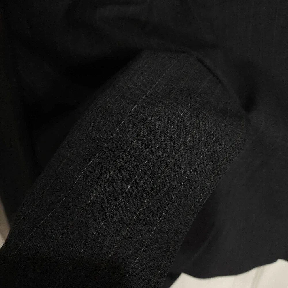 Gianni Versace Mens Blazer Vtg 90s Gray Pinstripe Virgin Wool Suit Jacket NWT 51